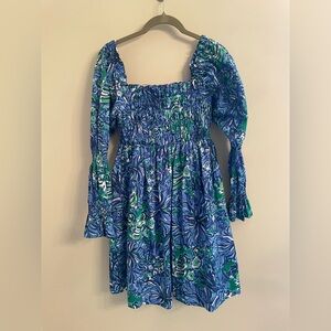 Lilly Pulitzer NWT Beyonca Babydoll Dress in Abaco Blue Turtle Awe Print. Size S